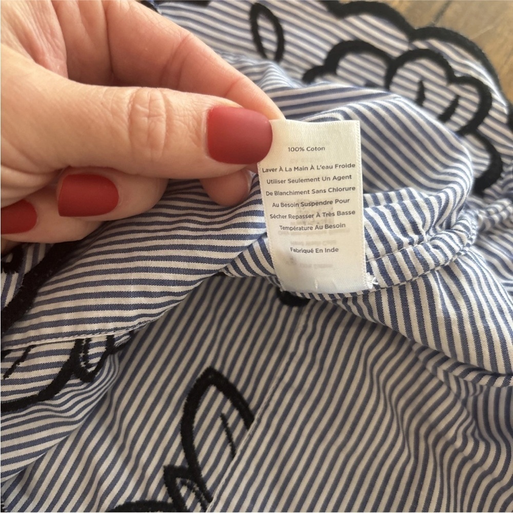Talbots Plus Size X Blue & White Striped Embroidered Long Sleeve - Picture 9 of 14